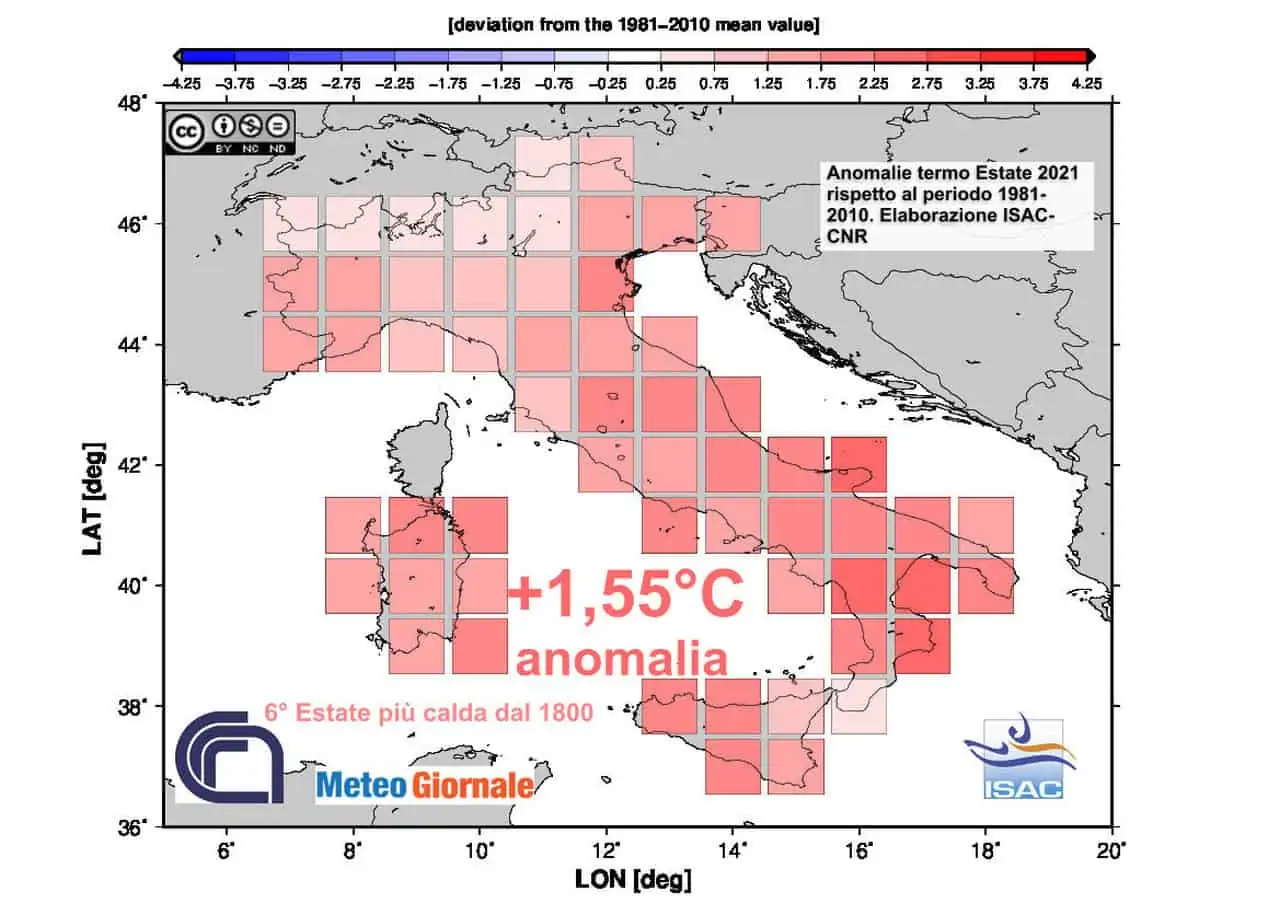 L'estate 2021 è stata fra le più calde di sempre, soprattutto al Sud