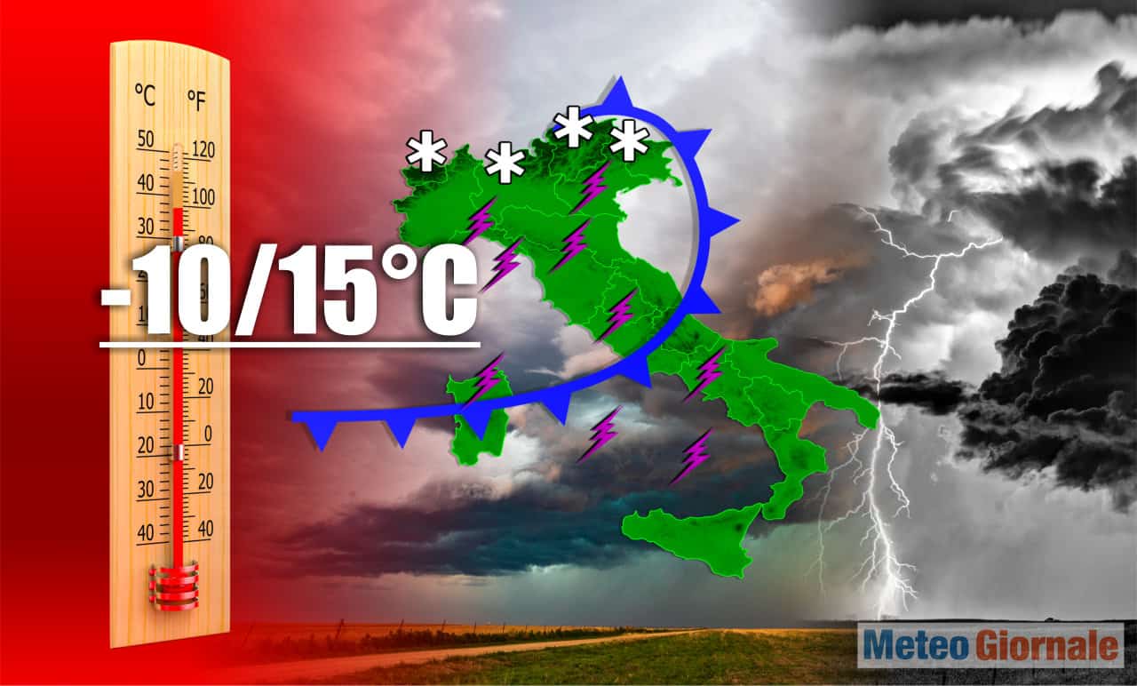 Meteo settimana prossima 10-15°C in meno. La prima neve sui monti