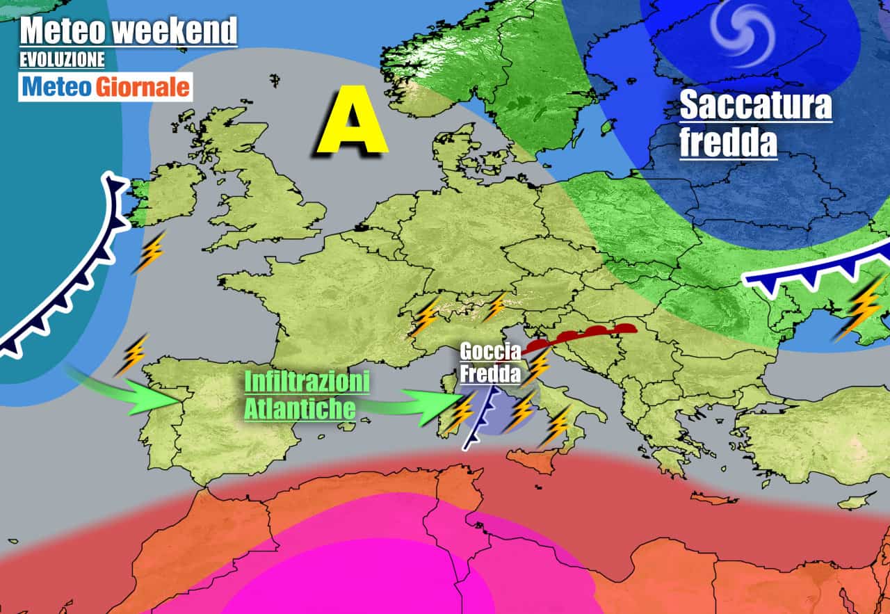 Meteo 7 giorni: l’Atlantico rompe gli indugi, WEEKEND con rischio TEMPORALI