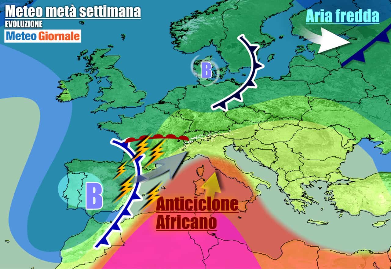 Meteo 7 giorni: fiammata di CALDO dall’AFRICA, da metà settimana temporali