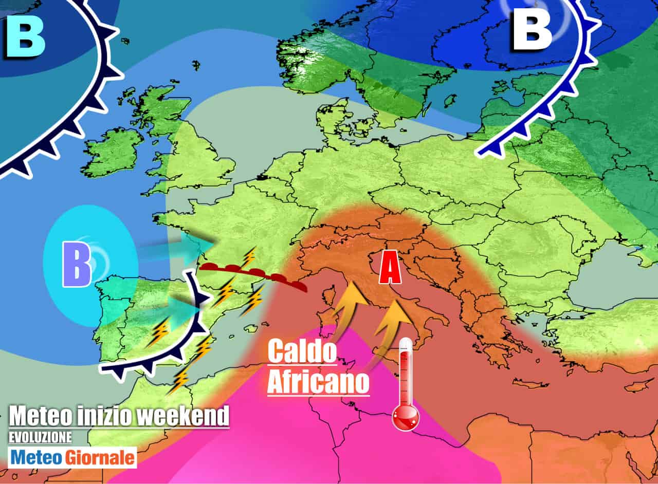 Meteo 7 giorni: riecco l’ANTICICLONE AFRICANO, ma domenica FORTI TEMPORALI