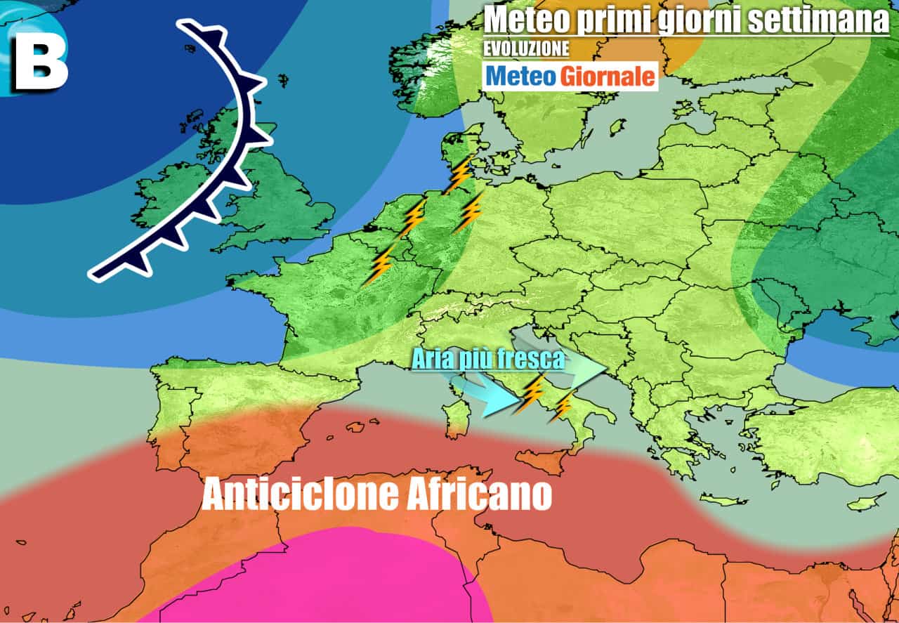 Meteo 7 giorni: tra CALDO e TEMPORALI, svolta verso Autunno che non arriva