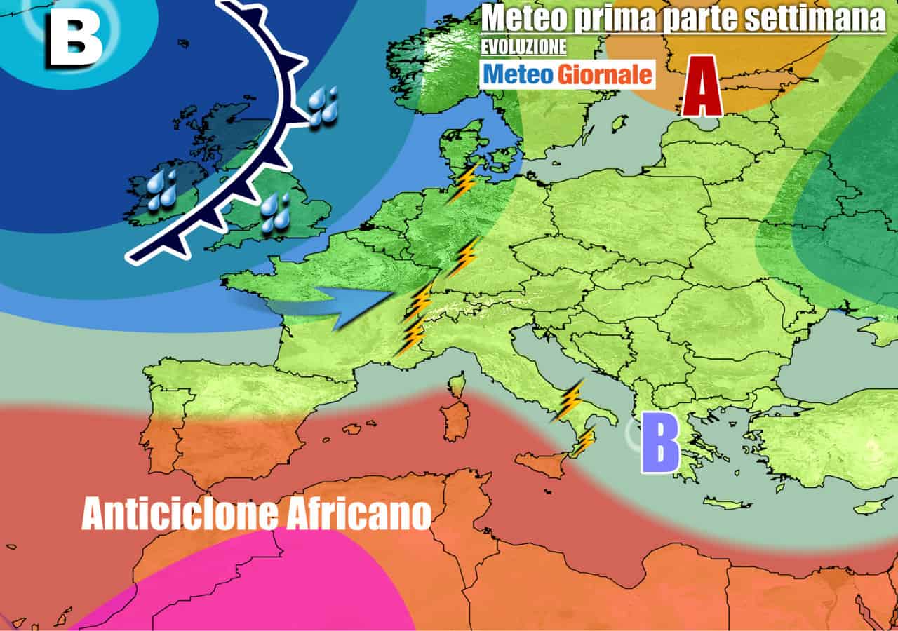 Meteo nuova settimana: ACQUAZZONI e TEMPORALI, deciso CROLLO termico