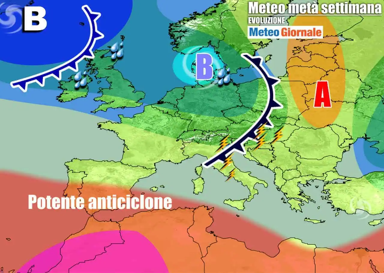 Qualche disturbo sull'Italia, con piogge e temporali di passaggio