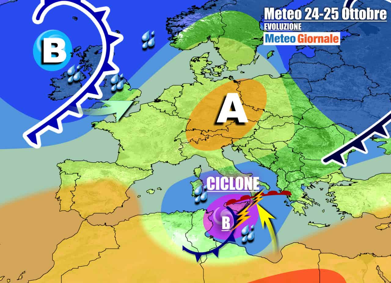 METEO 7 Giorni. Esplosivo CICLONE causerà FORTE MALTEMPO su parte d’Italia