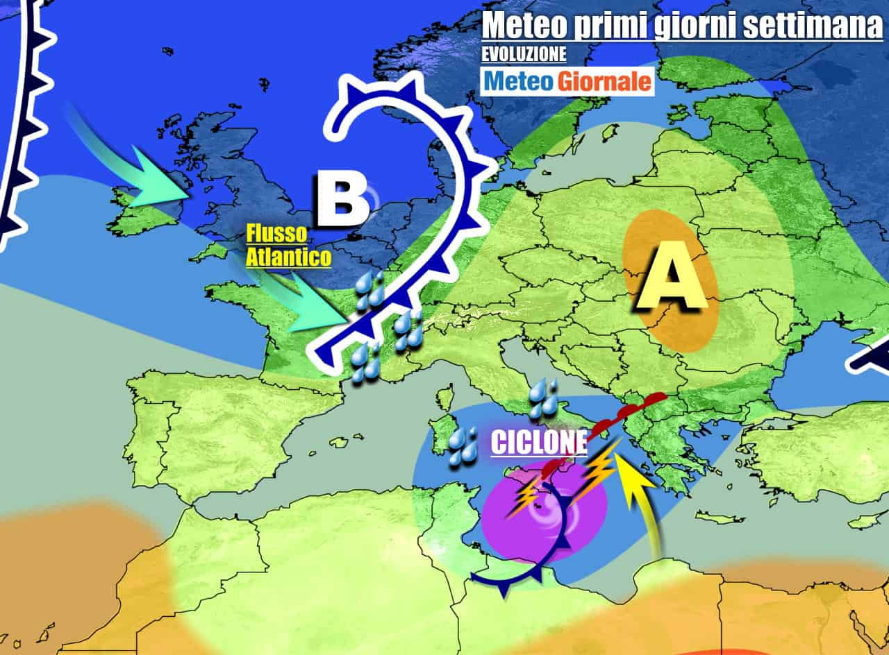 METEO 7 Giorni. Riscossa autunno. CICLONE con FORTE MALTEMPO e NUBIFRAGI