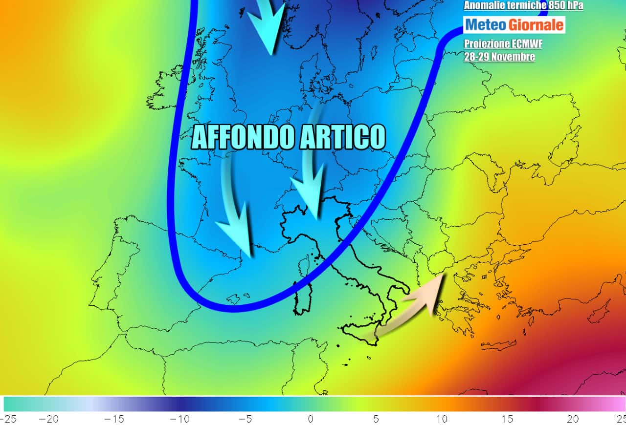 METEO WEEKEND da lupi. SFERZATA ARTICA sull’Italia, NEVE e crollo termico