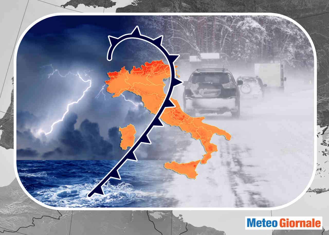 Meteo, arriva perturbazione. ONDATA di PIOGGIA e NEVE, tutti i dettagli