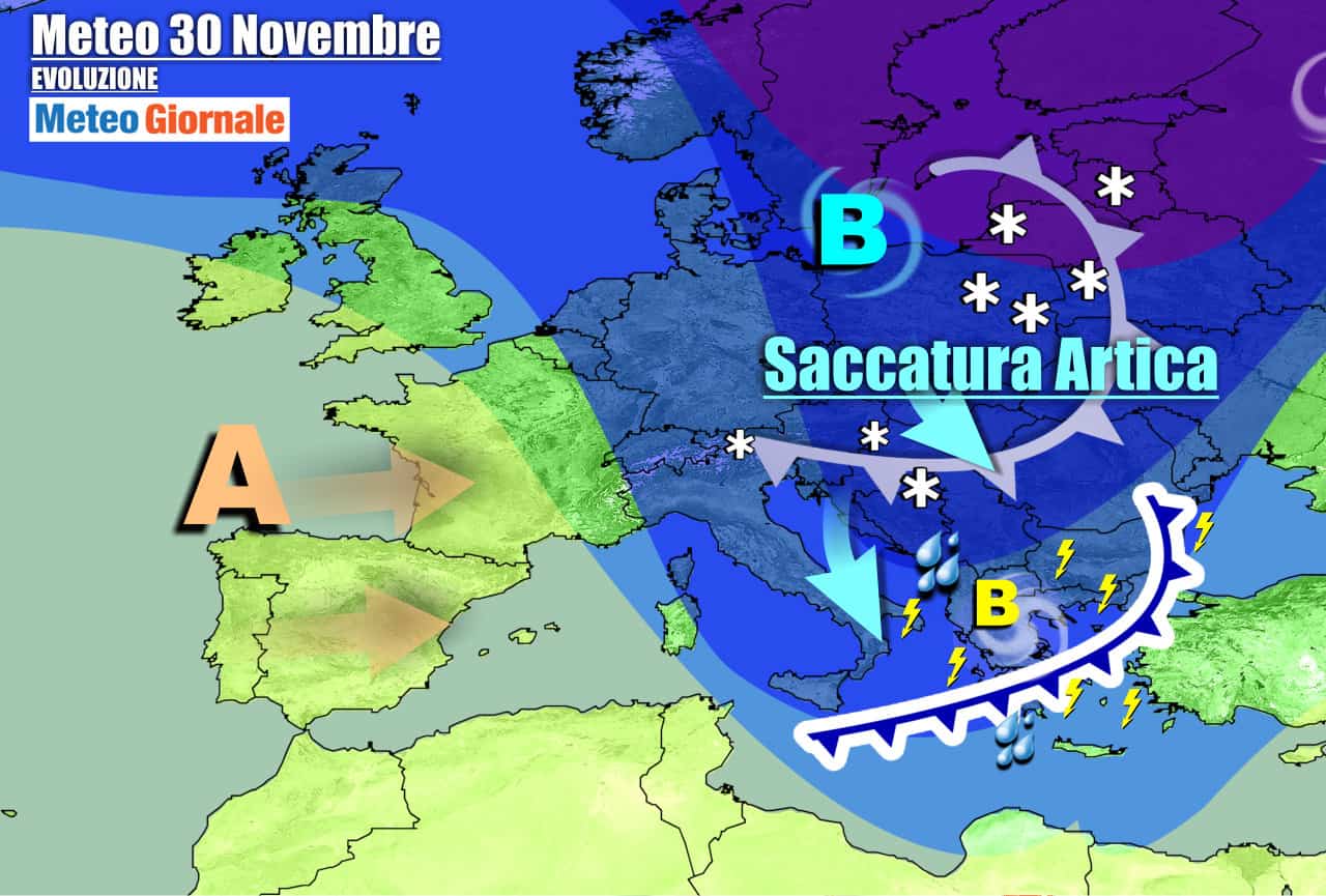 Subito meteo FREDDO con NEVE sino a quote basse. Nuovi fronti artici in settimana