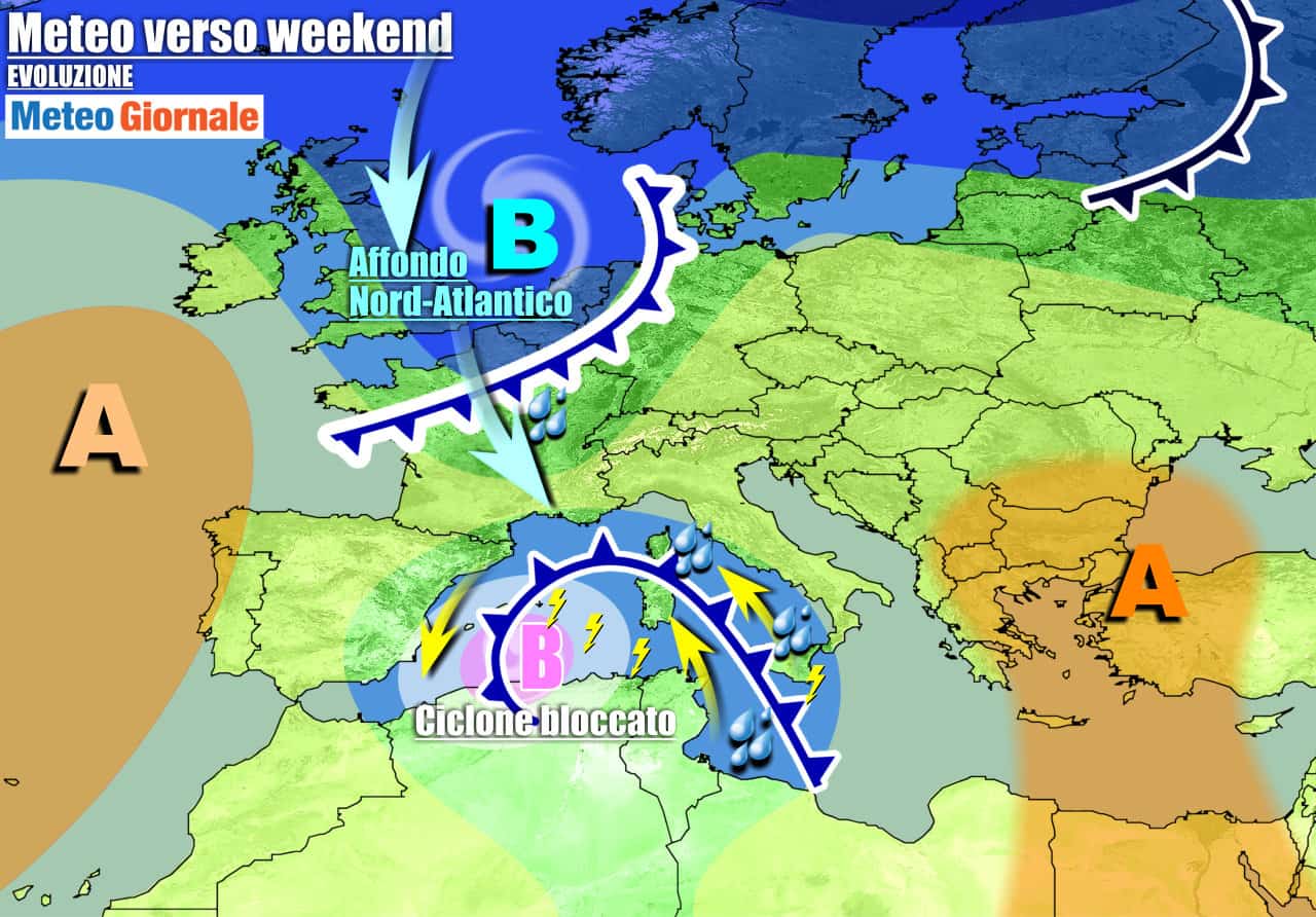 METEO 7 Giorni. VORTICE CICLONICO richiamerà un IMPULSO FREDDO da nord
