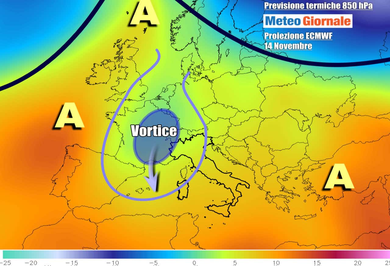 Imminente VORTICE dal Nord Europa. METEO WEEKEND arrivano PIOGGIA e NEVE