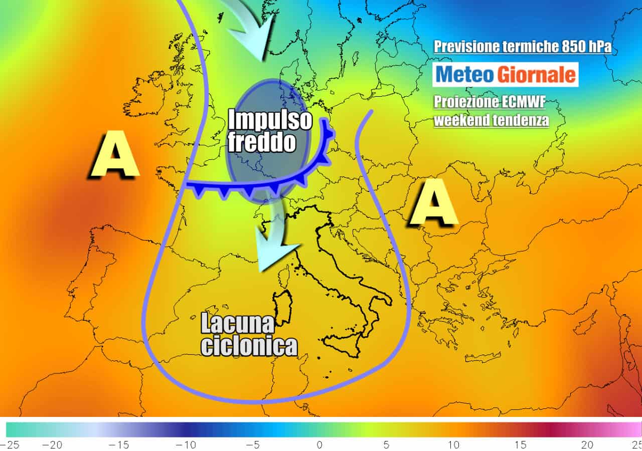 Meteo weekend, ITALIA sotto scacco di nuovo MALTEMPO con PIOGGE e TEMPORALI