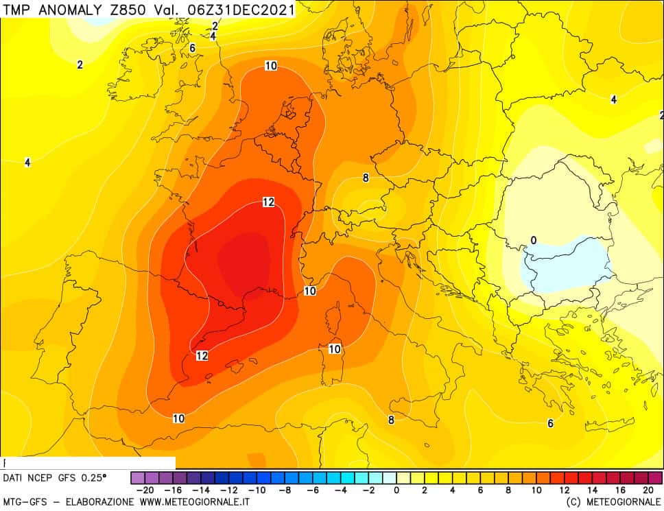 anomaly 850 hpa - Meteo, the effects of La Niña: a tropical air bubble over Italy.  January fears