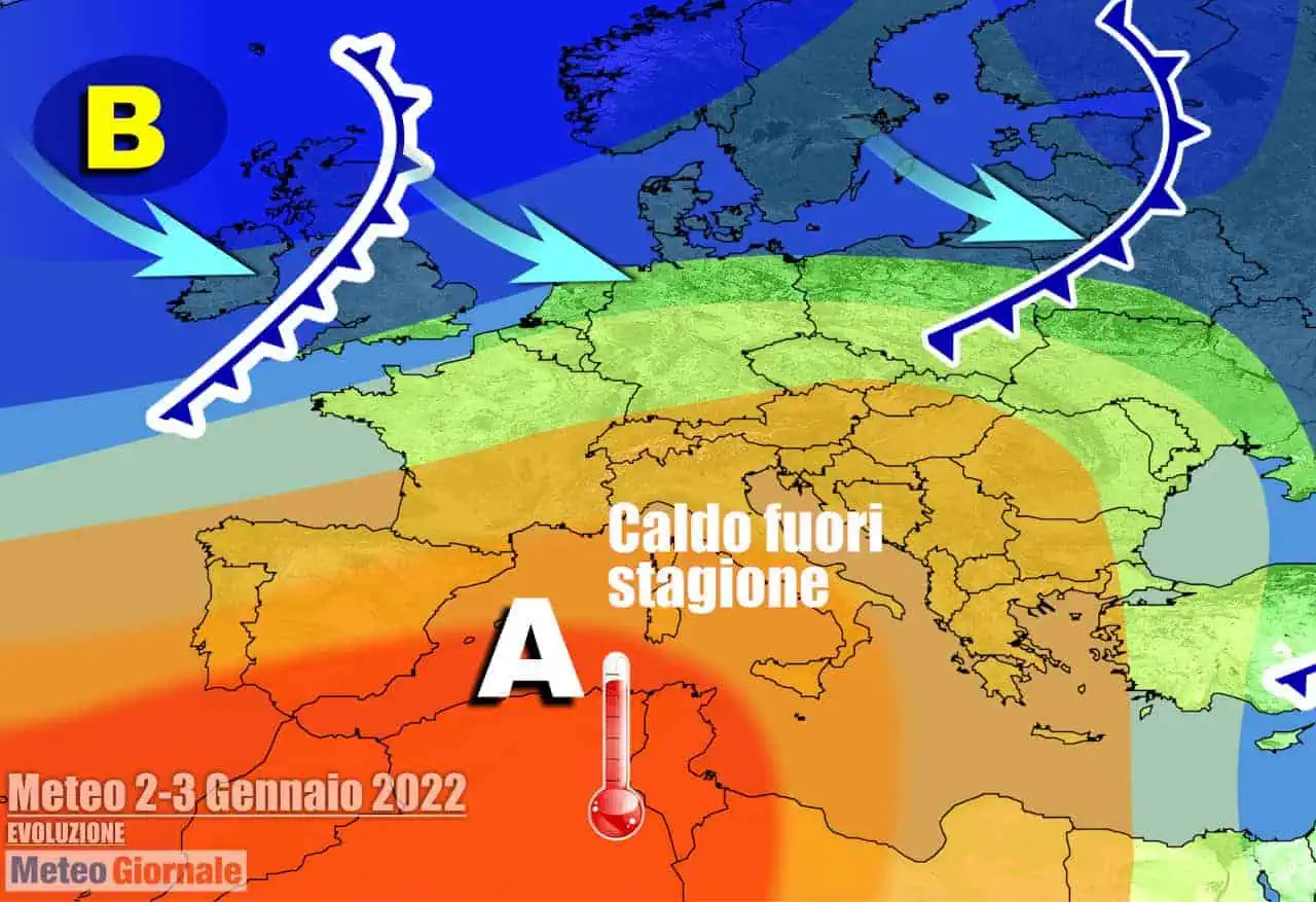 Super anticiclone in flessione a partire da nord
