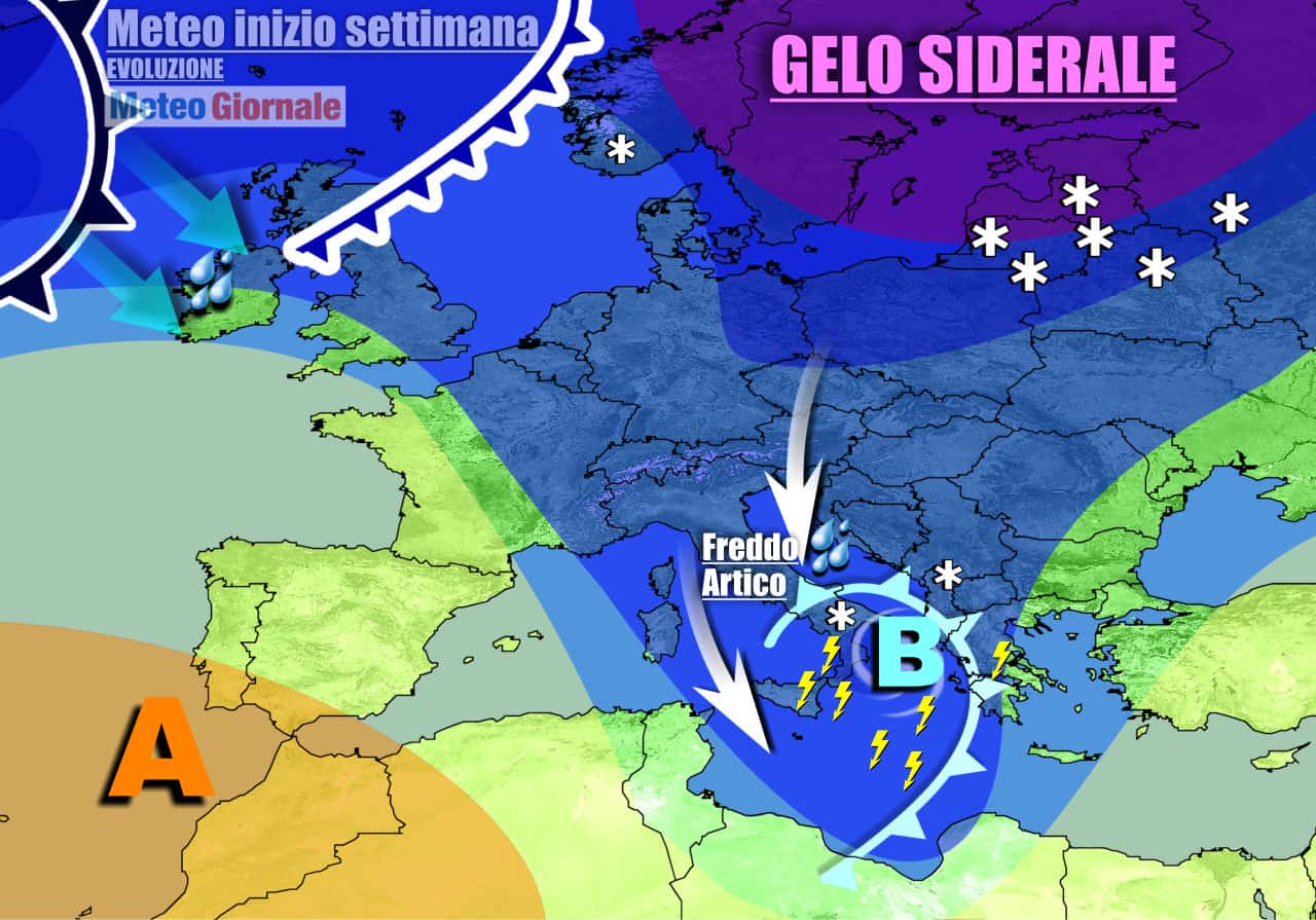 Perturbazioni e freddo artico verso l'Italia