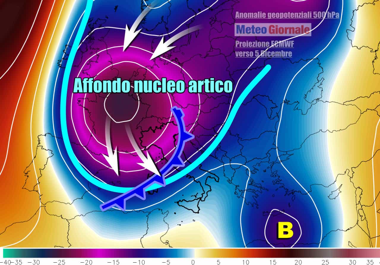 Meteo weekend. Arriva nuovo FRONTE ARTICO, NEVE a bassa quota. I dettagli
