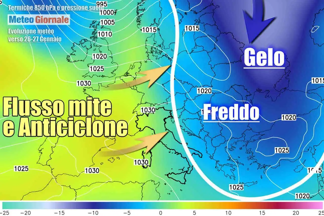 Rigido inverno sarà scalzato via da correnti più miti verso fine mese
