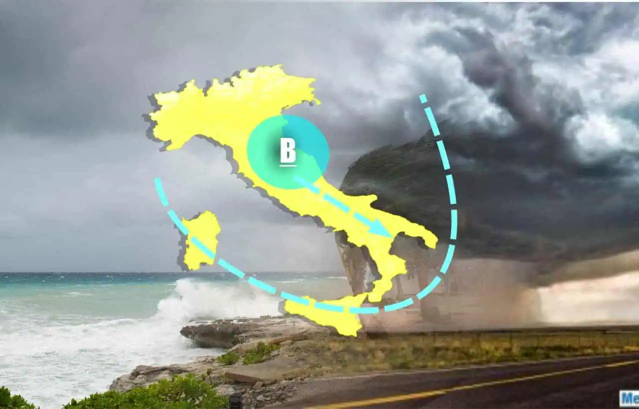 Fulmineo passaggio frontale associato a un ciclone in approfondimento