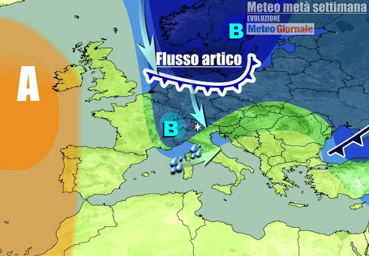 Verso scenario più invernale a metà settimana