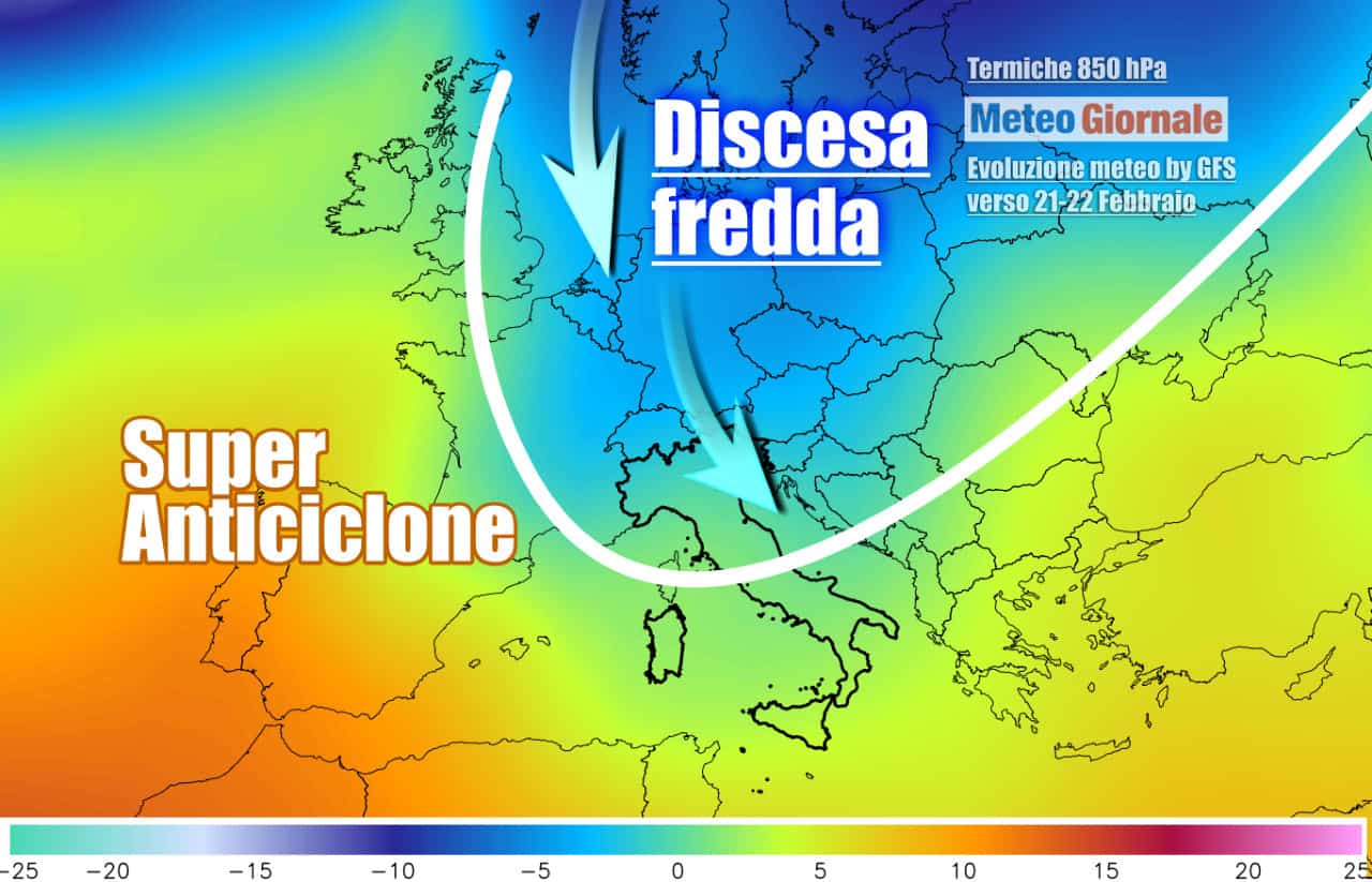 Meteo prossima settimana, masse d'aria polare verso sud