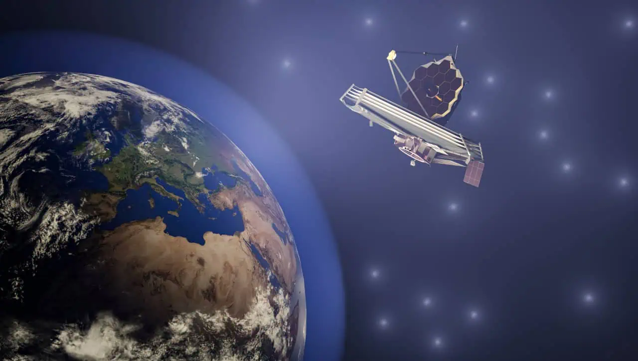 Rappresentazione del James Webb Telescope nello spazio