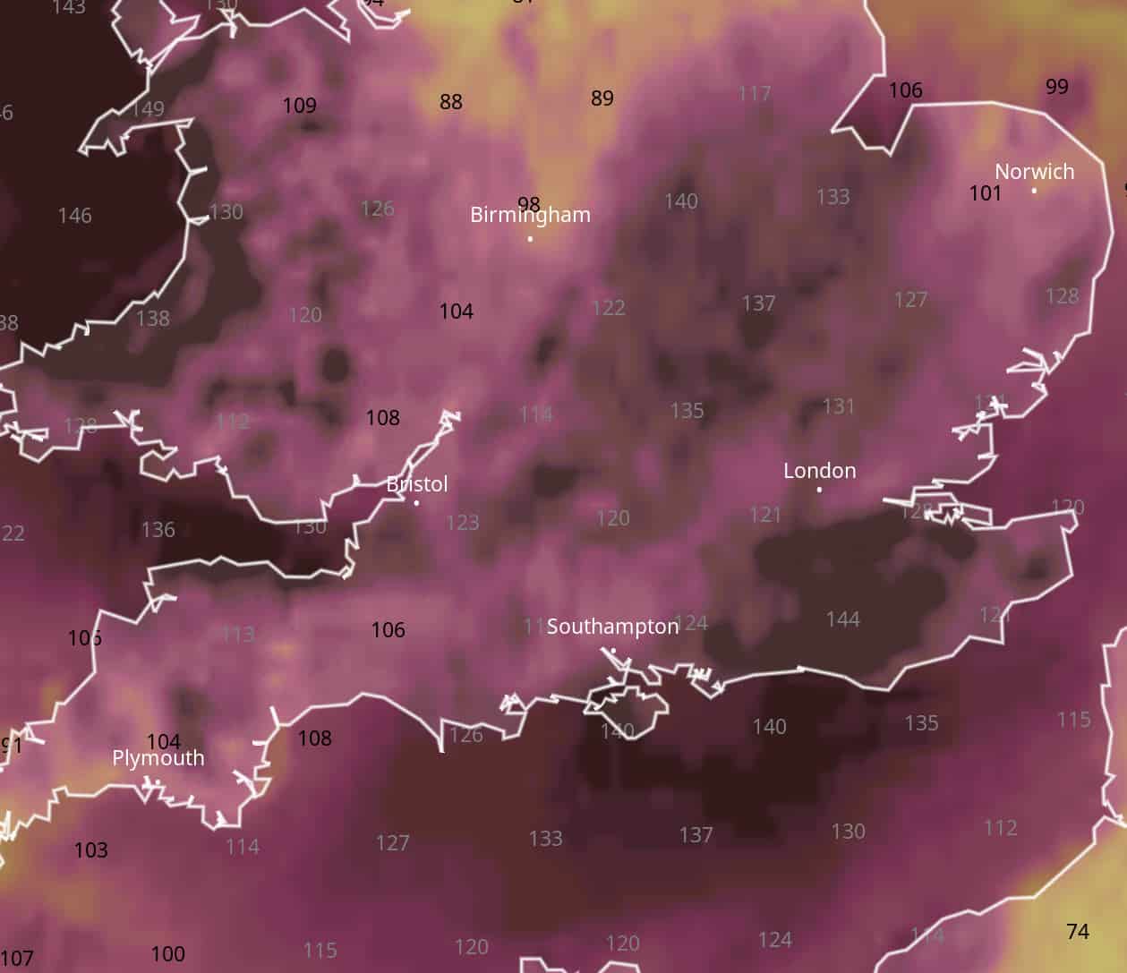 vento sino e oltre i 150 km orari per oggi