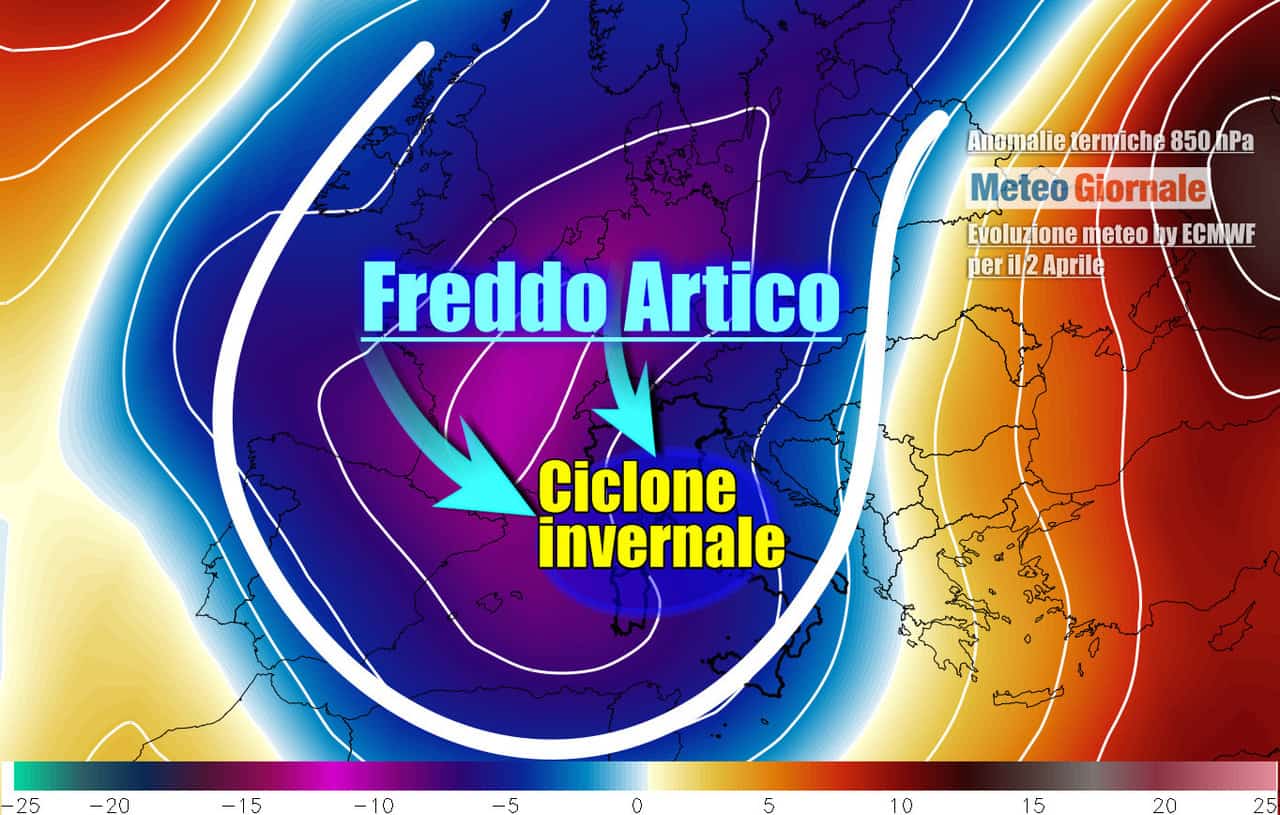 Meteo: CICLONE ESPLOSIVO, weekend invernale con crollo termico d’oltre 10°C