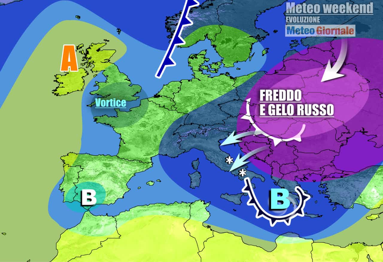 Meteo sino al 9 Marzo. Reiterato FREDDO da est, weekend da pieno inverno e NEVE