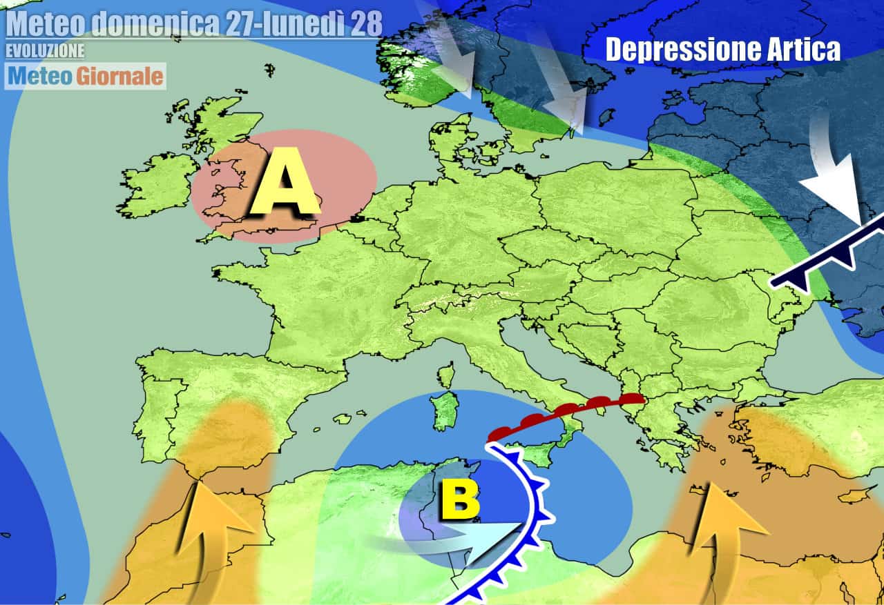 Meteo 7 Giorni. Prime PIOGGE nel weekend, verso FORTE MALTEMPO a fine mese