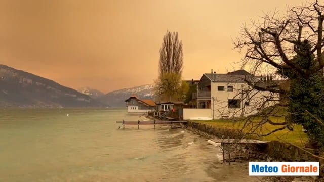 Sabbia in sospensione del Sahara in Svizzera. Evento meteo pessimo per la prossima Estate
