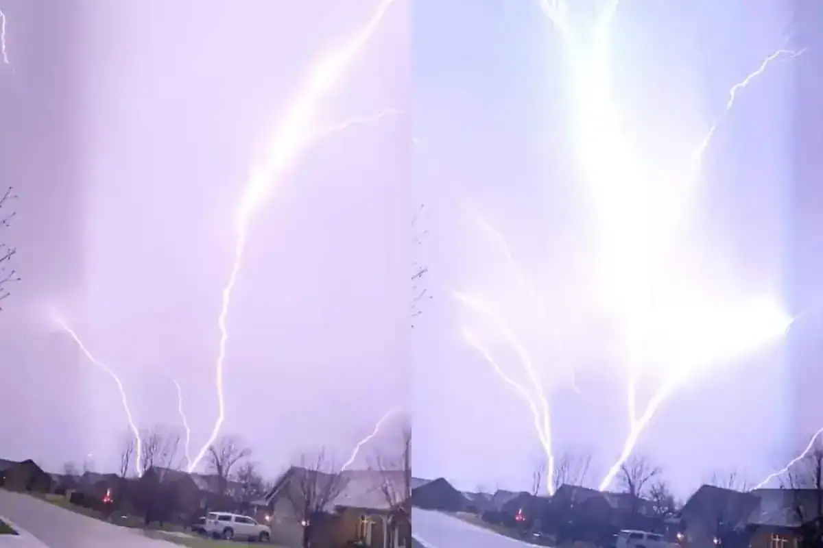FULMINE record in Kansas. NOVE SECONDI. Mai ripreso niente di simile. Video Meteo