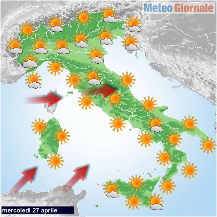 Meteo OGGI 27 aprile 2022: bel tempo, ma non durerà a lungo