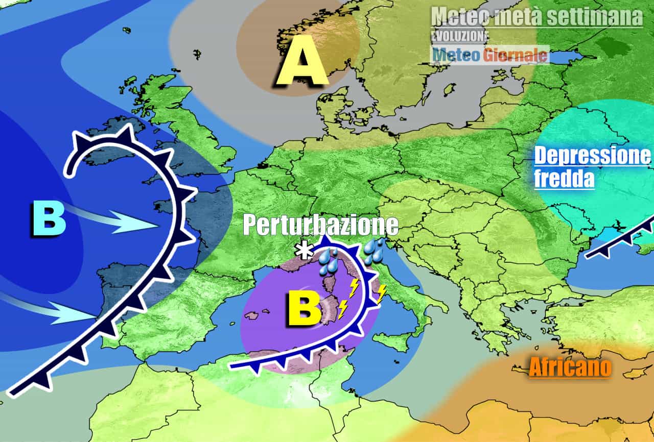 Meteo 7 Giorni, da metà settimana CICLONE con MALTEMPO anche forte