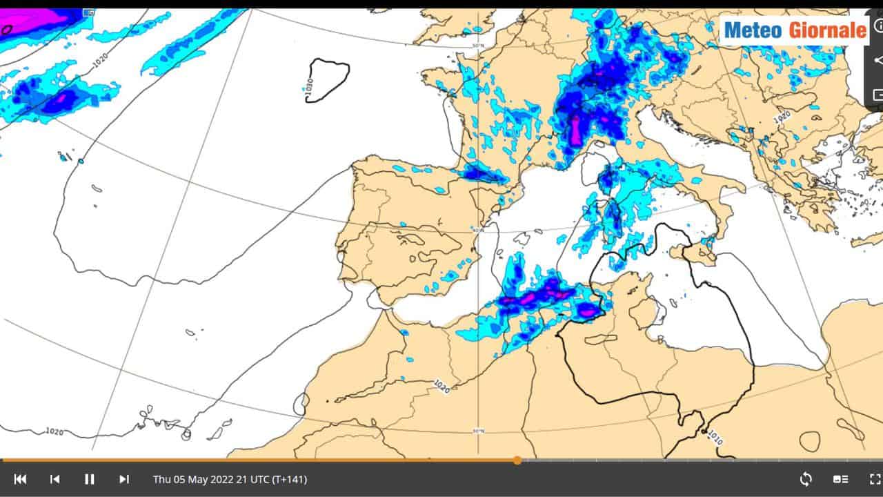 Piogge previste dal Centro Meteo Europeo (ECMWF) sino al 9 Maggio. Video