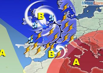 meteo 15 giorni con ciclogenesi e caldo africano 350x250 - Meteo con subito un’area ciclonica nel Mediterraneo. Ondata di Caldo