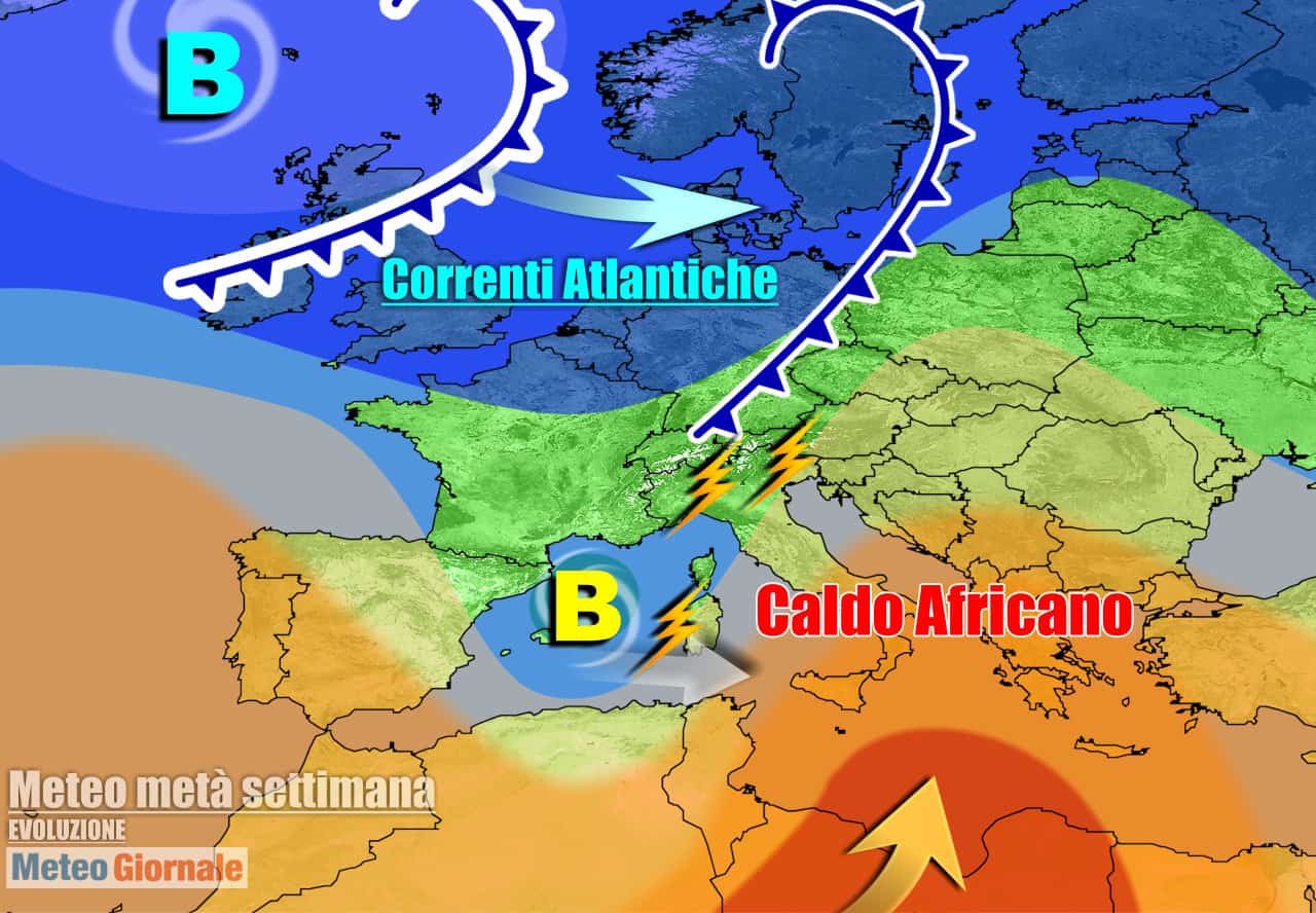Meteo 7 Giorni: Anticiclone Africano in ritirata, irrompono forti temporali