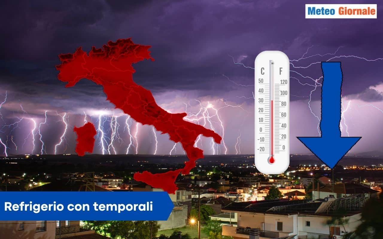 Meteo 15 giorni, nuovo Crollo Temperatura con Temporali e Grandine. Mappe