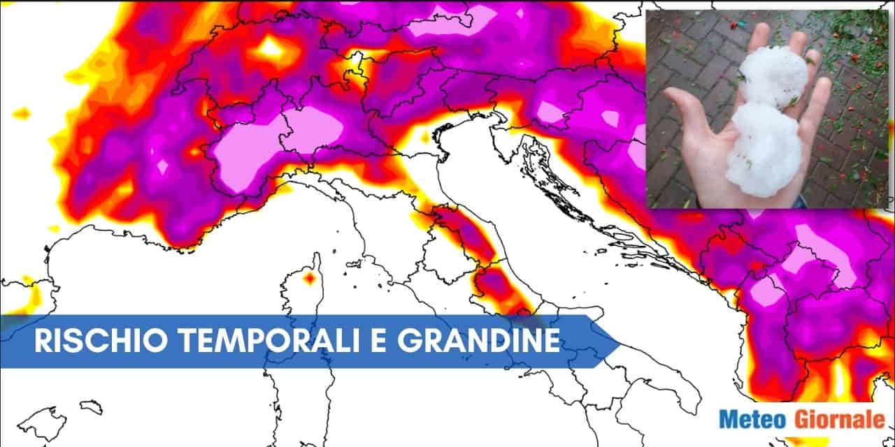 Meteo WEEK END, torna alto rischio di GRANDINE, non solo il CALDO di questo GIUGNO. Mappe