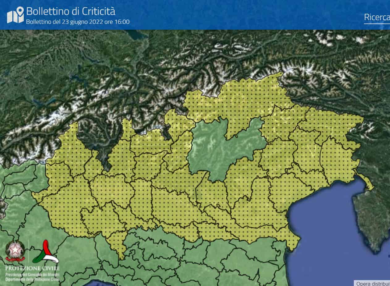 Allerta Meteo Protezione Civile per prossime ore su varie regioni italiane