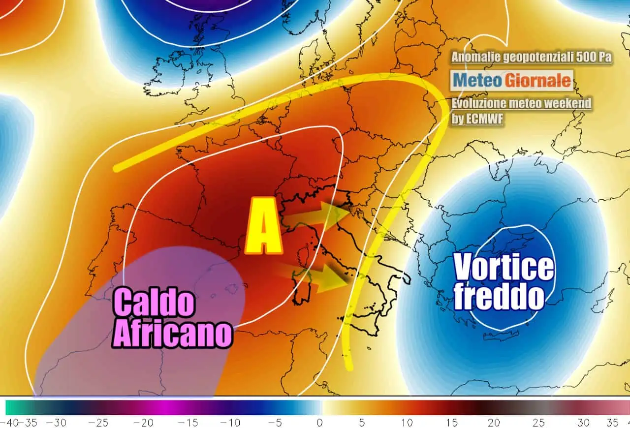 Meteo weekend: l'anticiclone torna ad avanzare, ma ancora ultimi acquazzoni anticiclone caldo africano - Meteo weekend: l'anticiclone torna ad avanzare, ma ancora ultimi acquazzoni