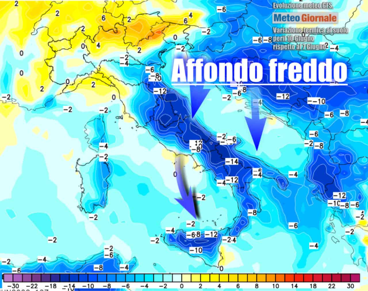 Meteo: sferzata fredda sull’Italia, apice venerdì. Fino a 15 gradi in meno