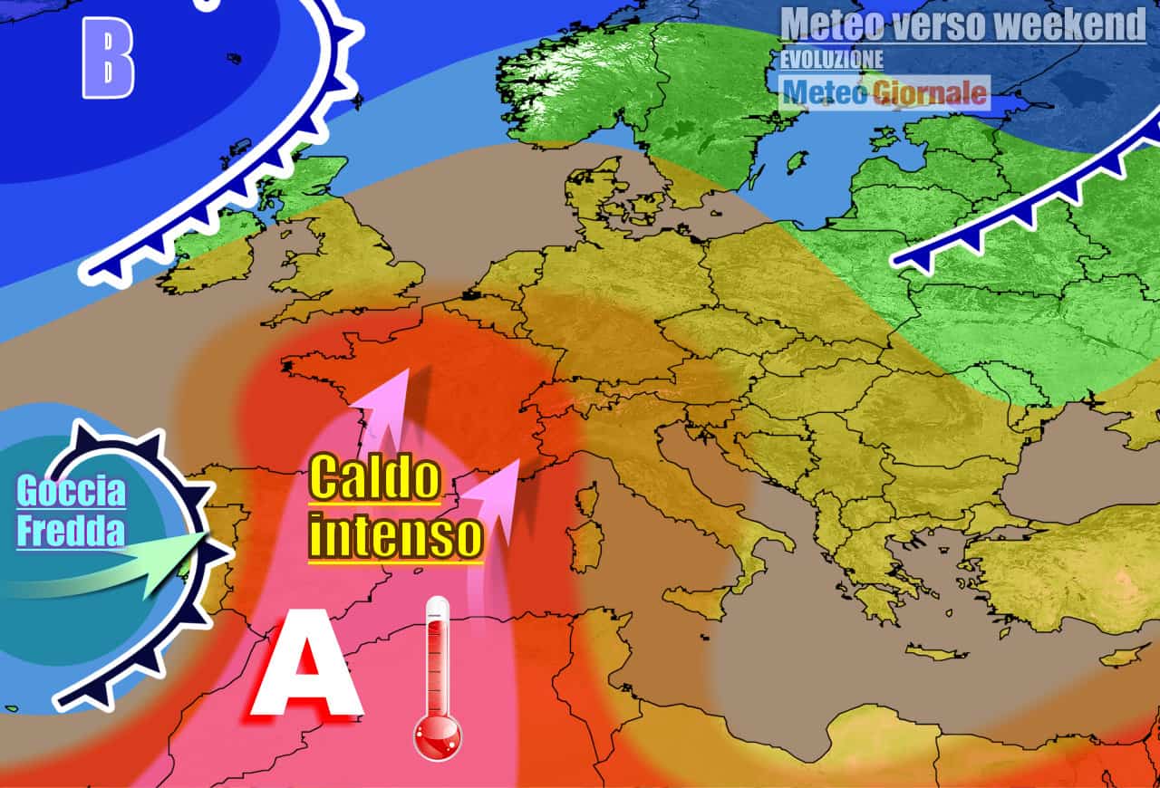 Caldo in aumento nel weekend