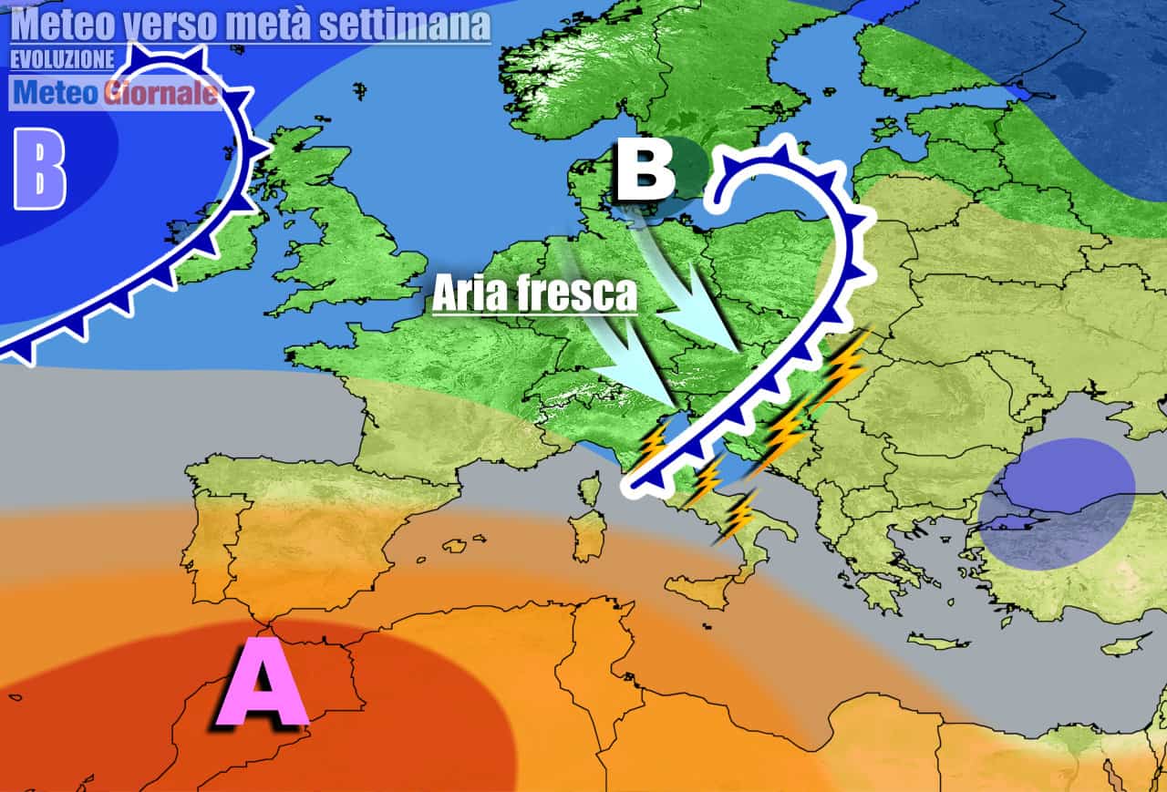 Meteo 7 giorni: temporali e crollo termico, brusco stop al caldo africano