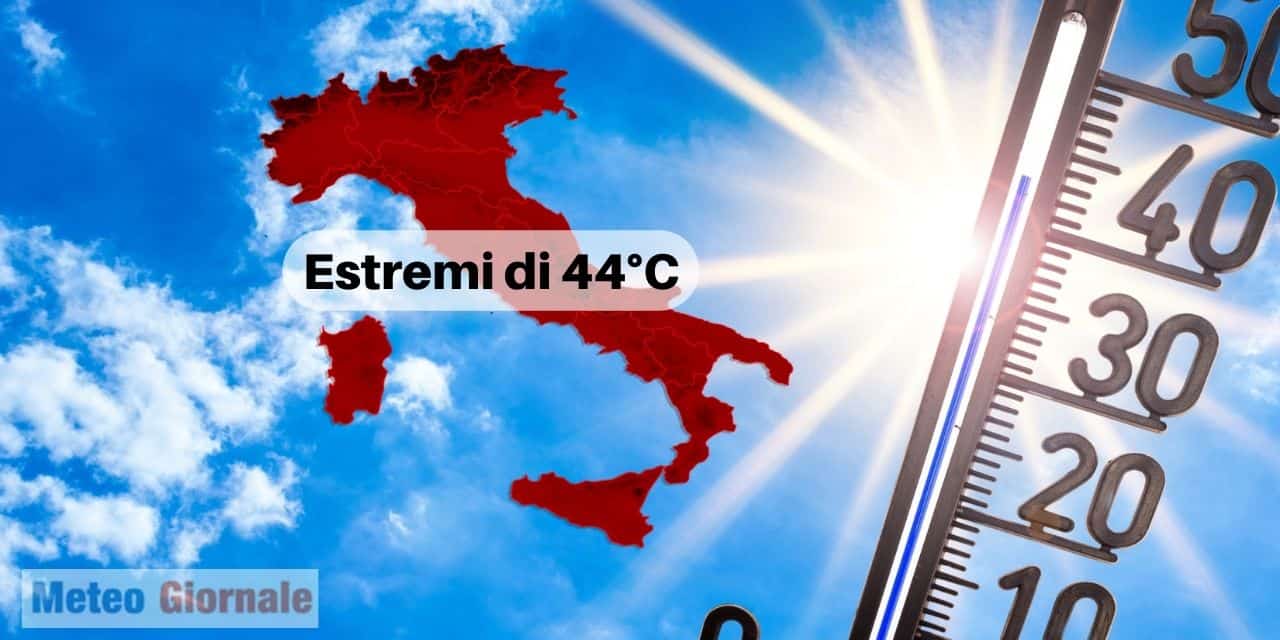 Meteo Italia, temperatura, in settimana sino a 44 gradi
