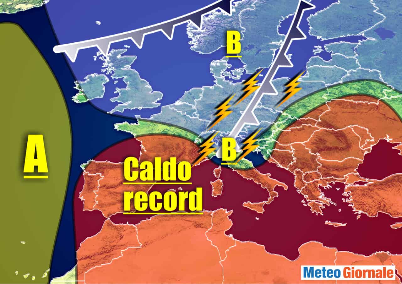 meteo lungo termine sino 25 luglio - Meteo Italia sino al 25 Luglio: caldo record, aggravamento siccità. Ipotesi di burrasca spezza calura