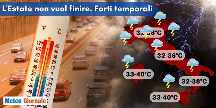 Meteo sino al 10 Settembre: troppo caldo e temporali eccessivamente intensi