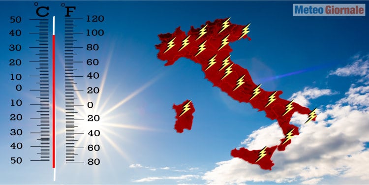 Picco del caldo a 40 gradi. Forti temporali nel weekend