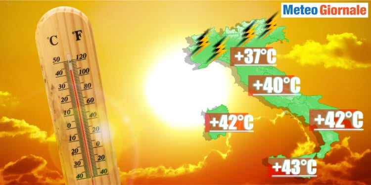 Meteo: disumana ondata di caldo sino 42-43 gradi. Agosto tropicale, temperature molto elevate