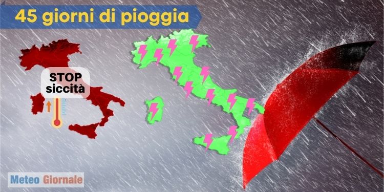 Siccità Stop. Meteo con le piogge torrenziali d'Autunno. Mappe sino al 19 Settembre