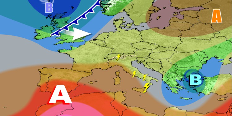 Meteo Italia: tra temporali e caldo, l’anticiclone in grande affanno